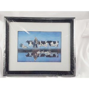 Lowell Herrero Delta Cows 11" x 9" Framed Art Wall Hanging New Old Stock